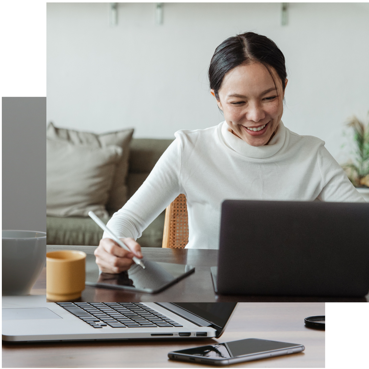 Girl designing with laptop